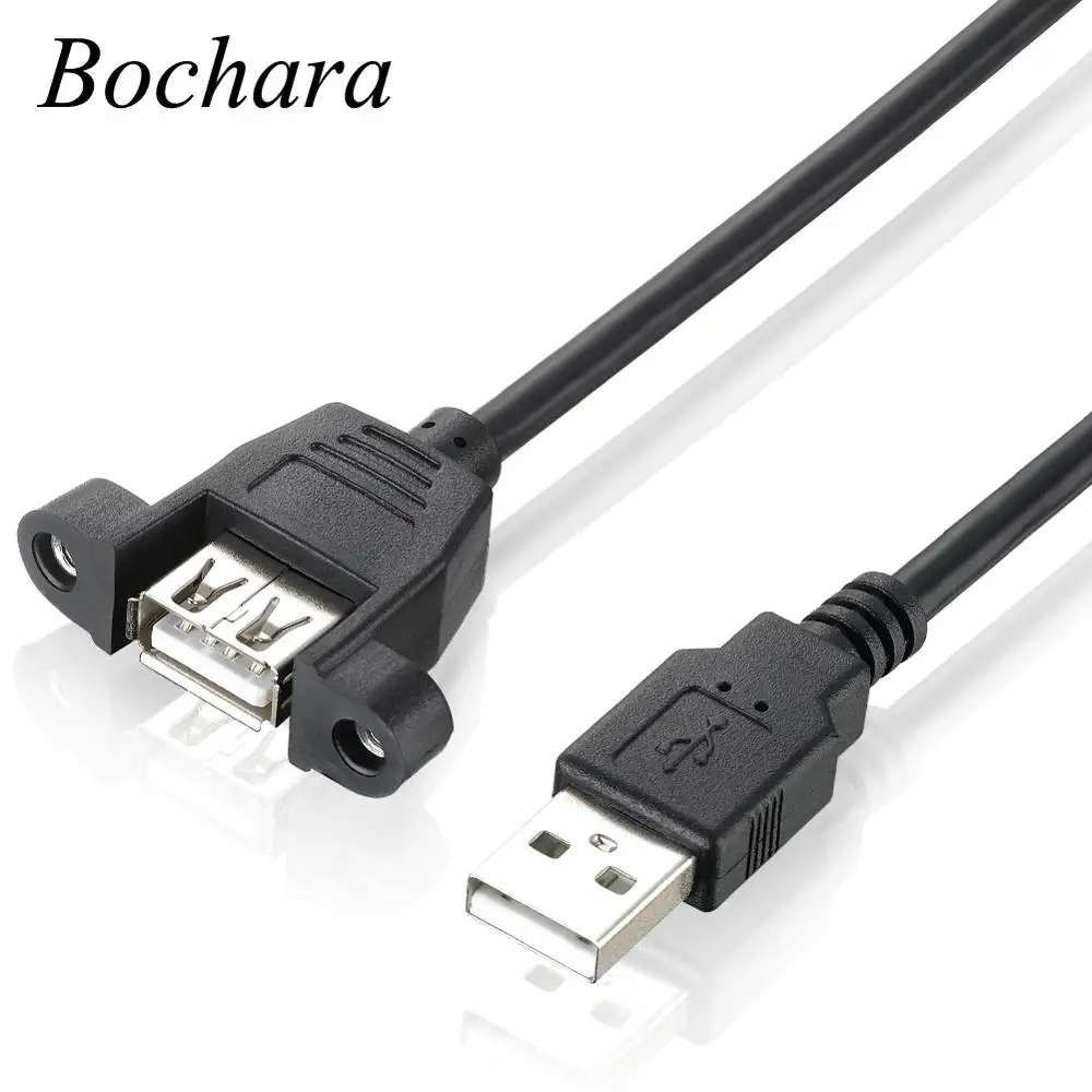 

Bochara USB 2.0 Extension Cable Male to Female With Screw Panel Mount Foil+Braided Shielded 30cm 50cm 1m 2m 3m 5m