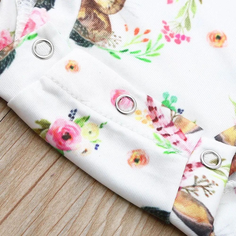 Комбинезон с бантом и рисунком кролика для новорожденных девочек модная одежда