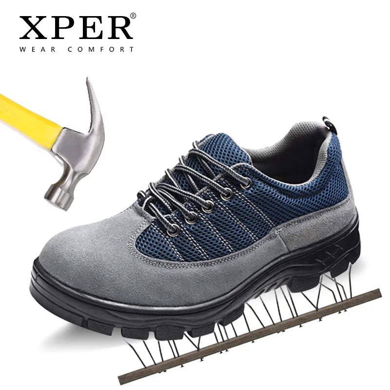 

XPER Safety Shoes Men Steel Toe Outdoor Casual Work Footwear Males Breathable Anti-smashing Anti-puncture Brand Sneakers #XP035