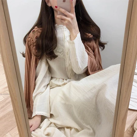 Новинка, S-XL, весеннее женское платье, повседневное, бохо, OL, повседневное, хлопок, лен, длинный рукав, женские платья, женское платье, robe femme Vestido