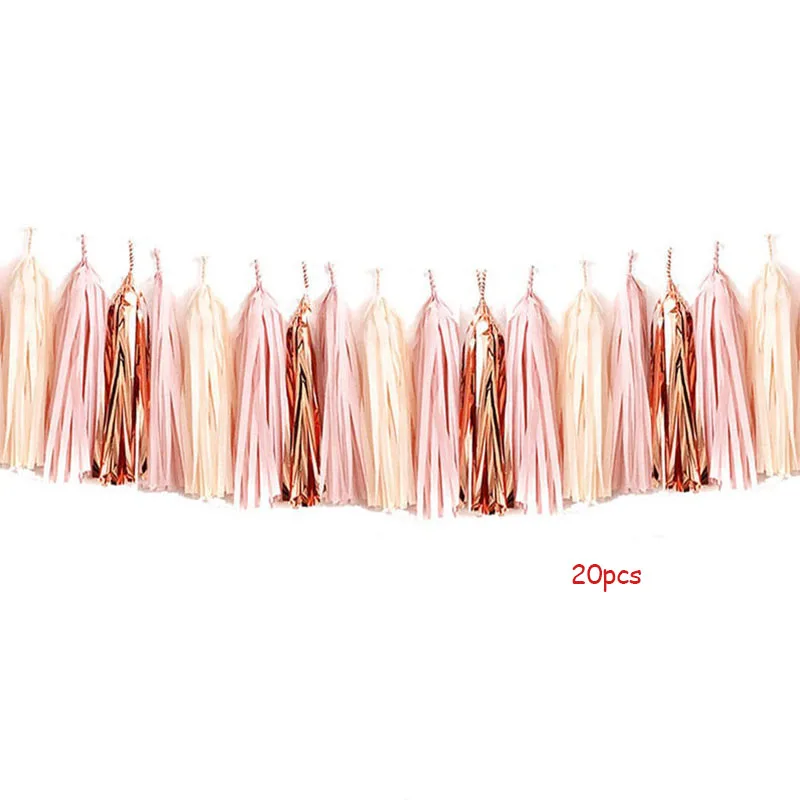 20pcs tassel Розовое золото с днем рождения воздушные шары вечерние воздушный шар "Конфетти" латексные шары на день рождения украшения для взрослых детей Свадебные Воздушные шары - Цвет: 20pcs tassel
