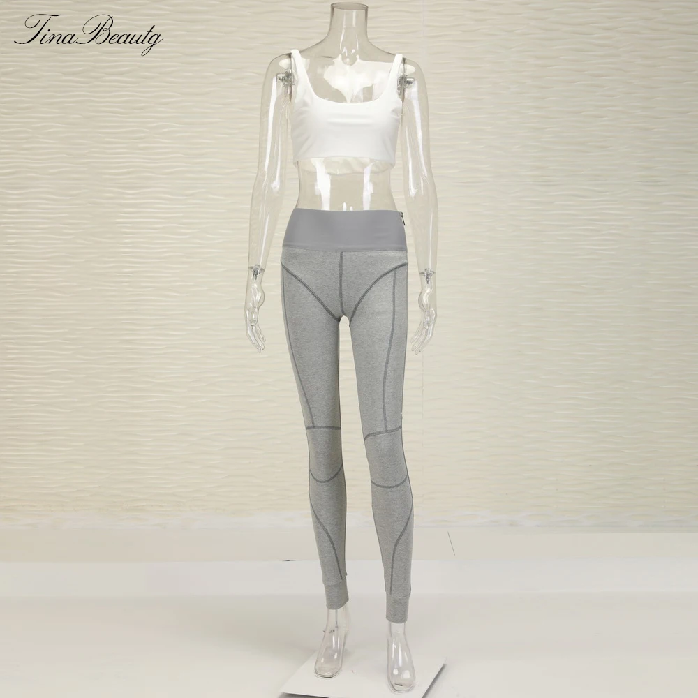 Tina beauty Kylie комплект Gymwear наряды из двух предметов с квадратным вырезом Midriff Бюстье и растягивающиеся длинные