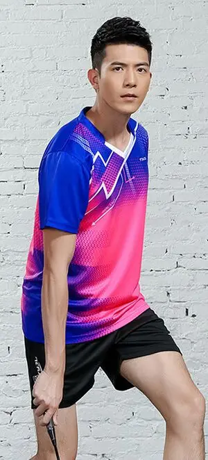 Men Rose Red Set Мужская футболка для бадминтона, теннисная Одежда для девочек, одежда для пинг-понга, спортивный костюм для настольного тенниса, спортивные комплекты для бадминтона из Джерси - Цвет: Men Rose Red Set