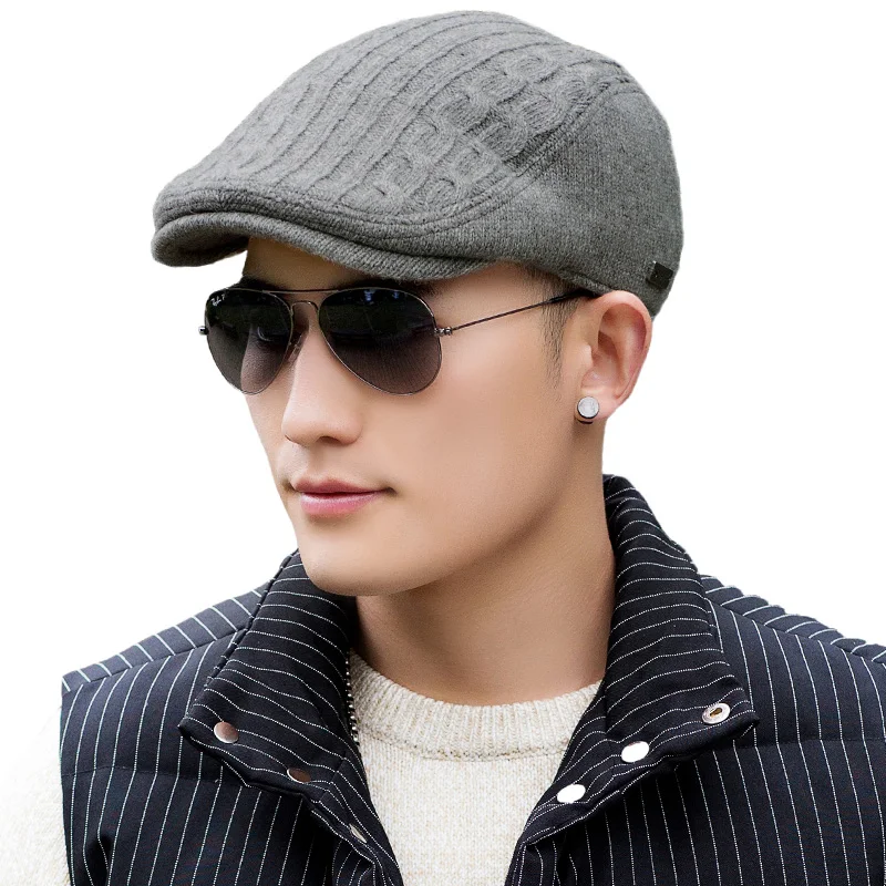 FANCET, мужские шапки Newsboy Homme, новинка, одноцветные, 3 цвета, мужские, вязаные, смесь шерсти, влагоотводящий свитер, Повседневный, теплый, 88090