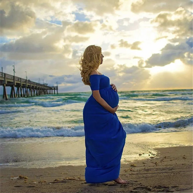 Le Couple эластичные хлопковые Макси платья с воротником лодочкой|maternity photo shoot|maternity