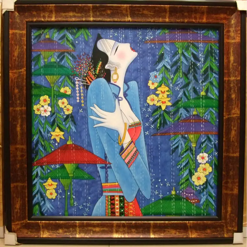 100%Hand Painted Figure Oil Painting on Canvas Chinese Ethnic Minority Woman Wall Art Picture for Living Room | Дом и сад