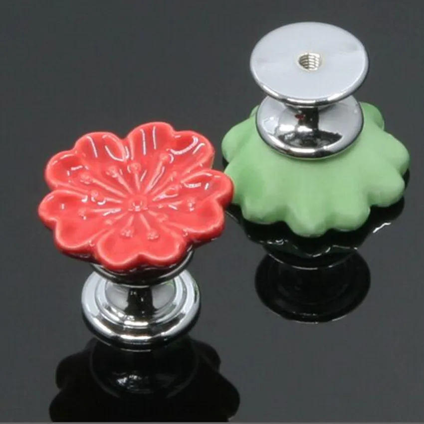 Цветные Цветочные Детские ручки ручка для детской комнаты керамические ящиков и