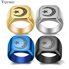 Женское кольцо из нержавеющей стали с гравировкой в виде Луны и звезды