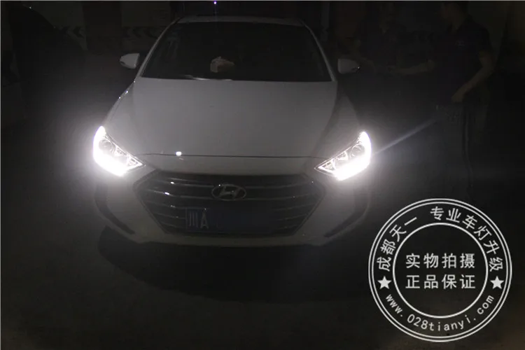 Высокое качество, автомобильный Стайлинг, чехол на голову для hyundai Elantra, светодиодный головной светильник, DRL, дневной ходовой светильник, биксеноновый HID