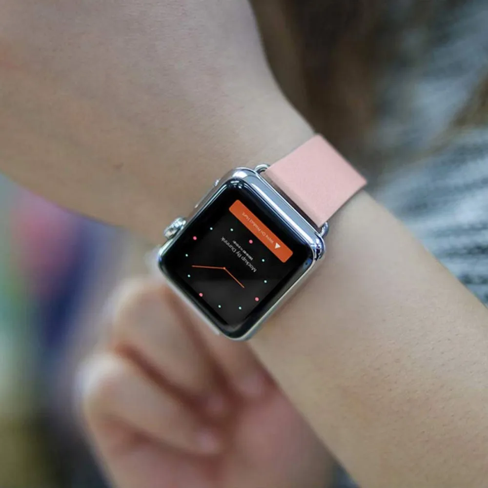 Кожаный ремешок для Apple Watch 38 мм 40 мм 42 мм 44 мм для женщин, современный сменный ремешок с пряжкой для iWatch серии 4 3 2 1