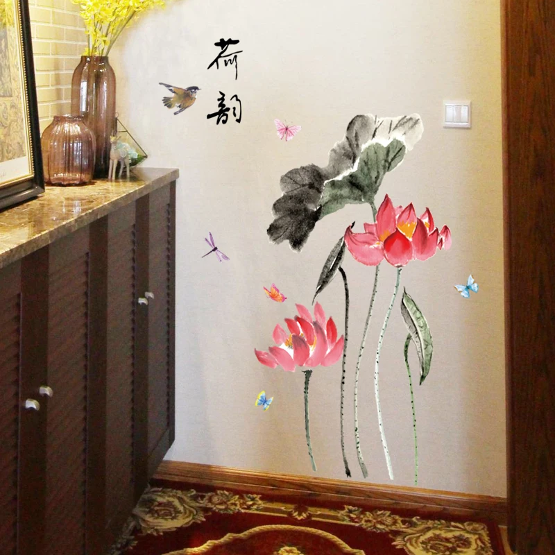 Китайский стиль живопись цветок лотоса гостиная спальня съемные экологически