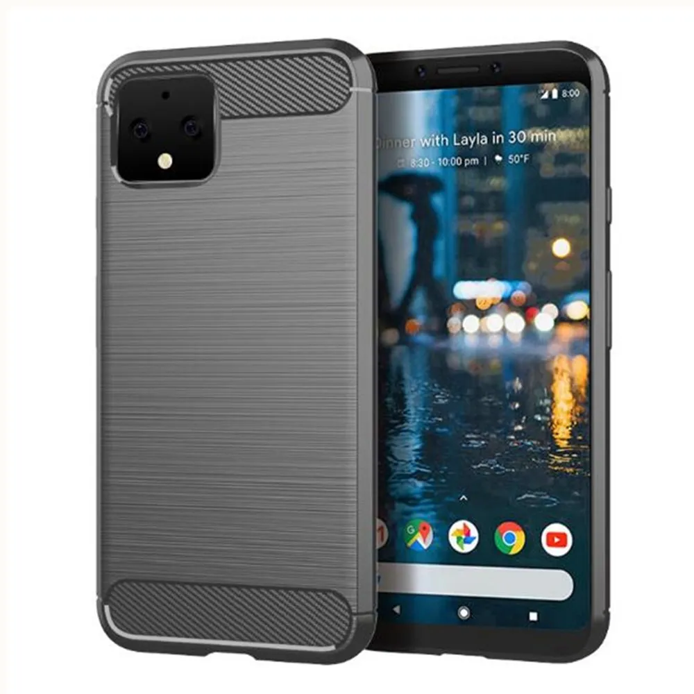 Чехол из углеродного волокна для Google Pixel 4 резиновый силиконовый чехол телефона