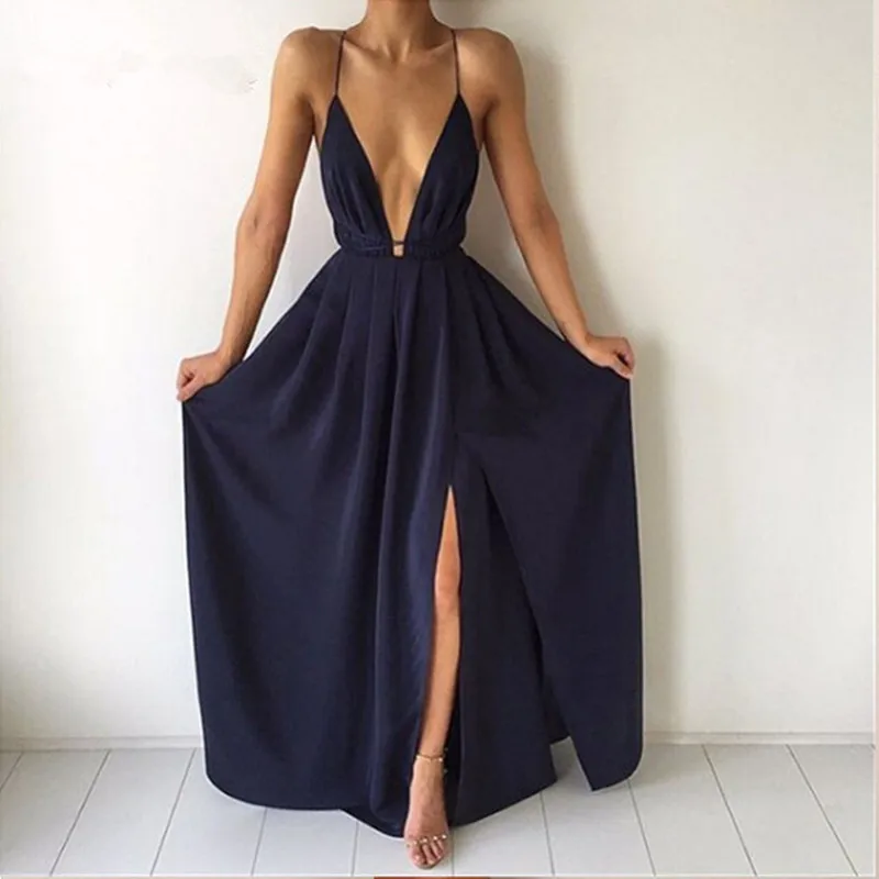 2018 Летнее Платье макси с разрезом шифоновое платье Vestido сексуальное вечернее