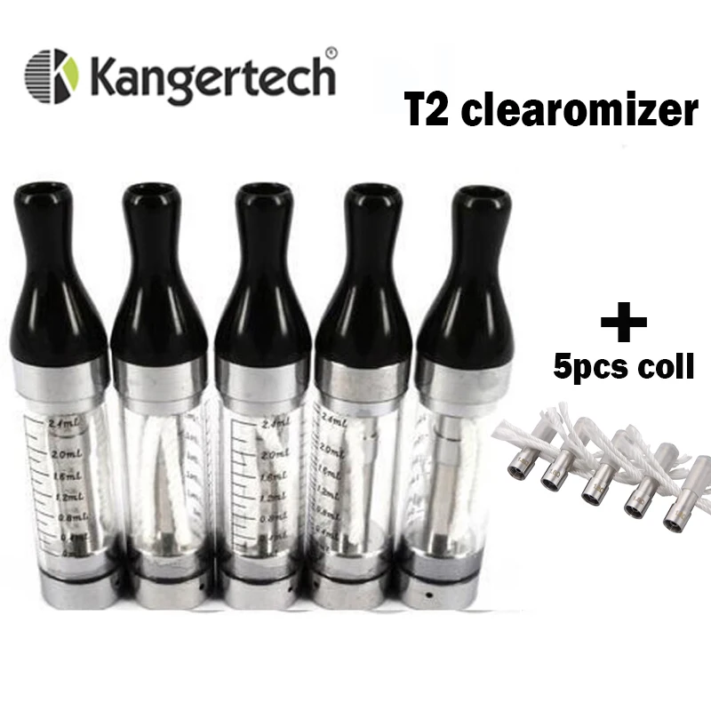 5 шт./лот kanger T2 атомайзер 2,4 мл kanger t2 клиромайзер бак с 510 ego резьбой