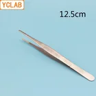 Прямой пинцет YCLAB 12,5 см, стандартная углеродистая сталь с зубцами, лабораторная медицинская домашняя одежда