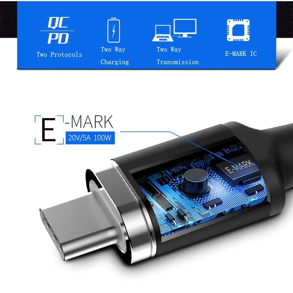 Магнитный адаптер USB C type-C на type-C PD 87W100W Быстрая зарядка L кабель для MacBook Pro, hp Spectre, lenovo Yoga, Dell XPS, MateBook