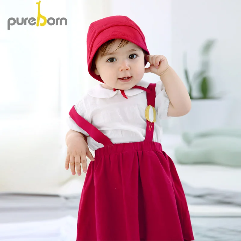 Pureborn детское платье на бретелях без рукавов бант пачка подтяжках Открытое