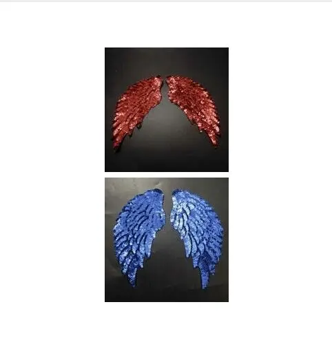 DD 2 пары блесток значок Wings ткань железо на патчи золото/серебро/красный/черный/синий вышивка аппликация DIY украшения блестки патч - Цвет: Антикварная медь