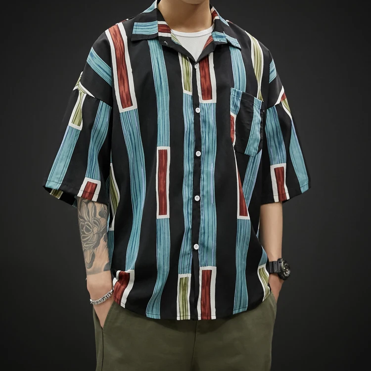 Летние пляжные рубашки для мужчин цвет: белый желтый синий и черный большой