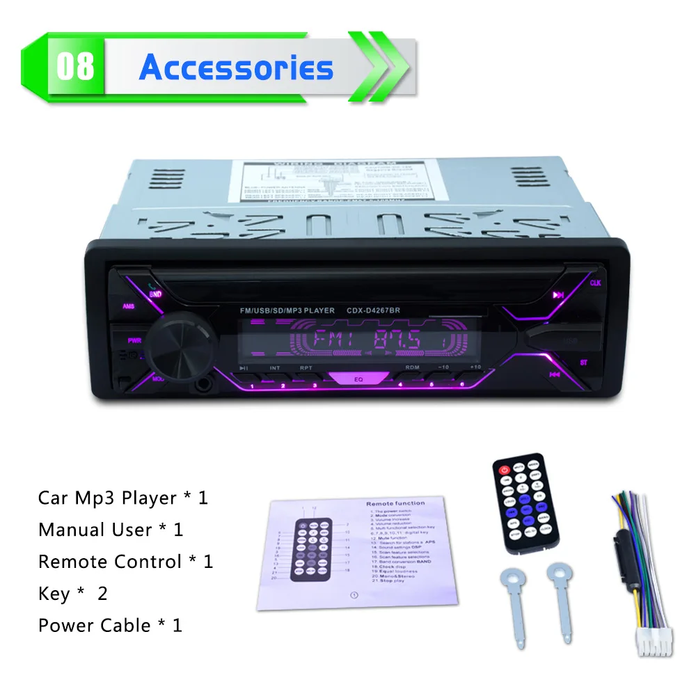 AZGIANT12V Bluetooth Стерео FM Съемная панель 1 DIN автомобильный MP3 радио USB флеш-накопитель