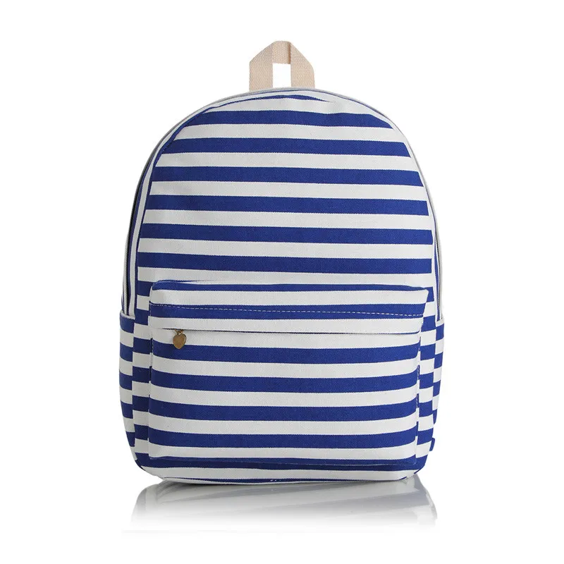 Для женщин Bagpack с принтом в полоску рюкзак холст школьные ранцы для подростков