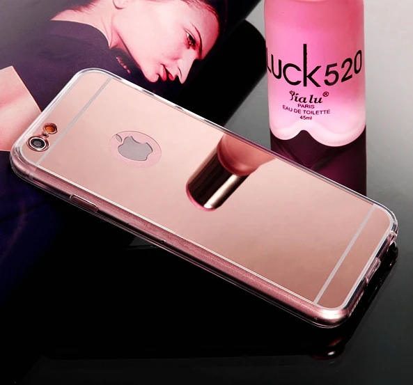 Силиконовый Золотой металлизированный зеркальный чехол для iPhone 7 6 6S Plus 5 5S SE 8 X XS Max