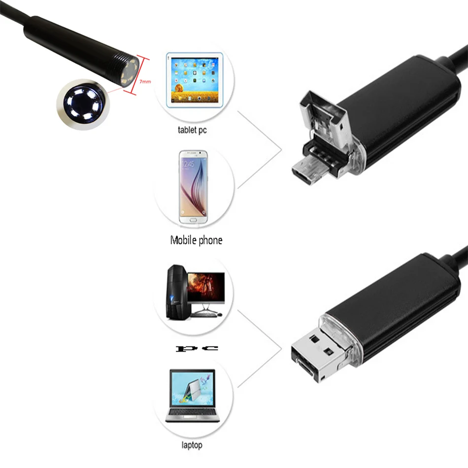 Водонепроницаемый эндоскоп 2 м USB змеиная камера промышленный для ремонта авто