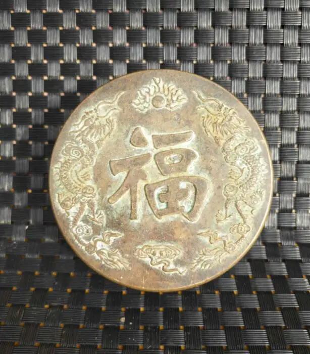 

Chinese brass archaize double dragon play pearl ink box