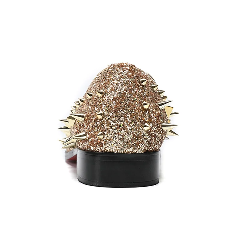 Размера плюс роскошный золотой круглый носок без шнуровки с заклепками для