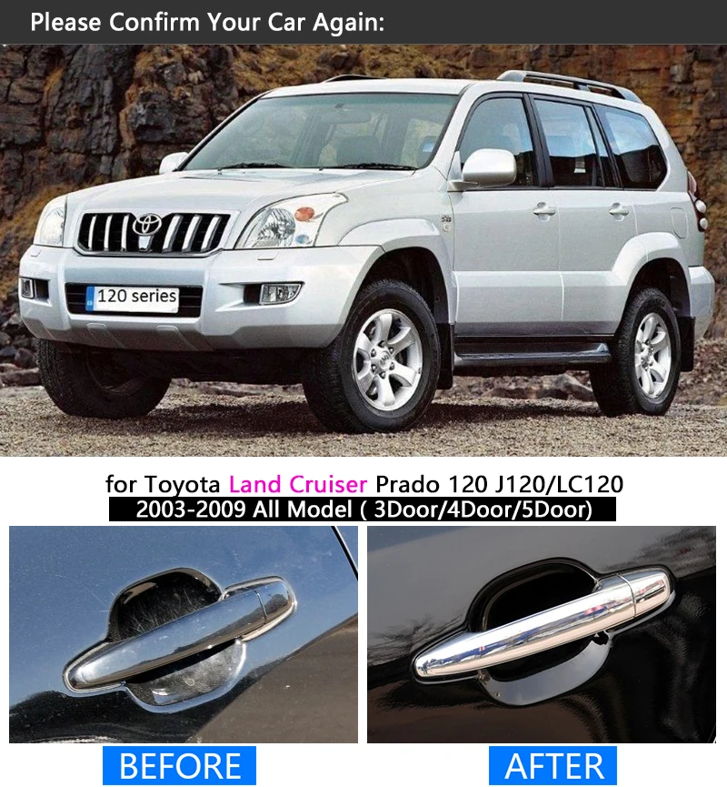 FUNDUOO для Toyota Land Cruiser Prado 120 J120 LC120 2003 2009 хромированная крышка дверной ручки отделка