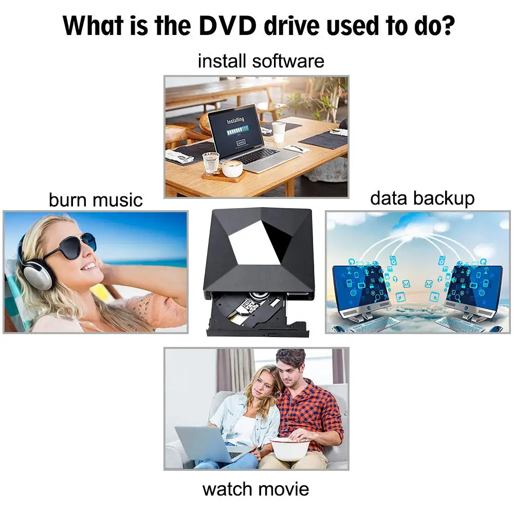 KuWFi USB3.0 внешний CD DVD привод с Тип C портативный CD-RW/DVD-RW писатель ридер dvd-плеер горелки Внешний Оптический Дисковый привод