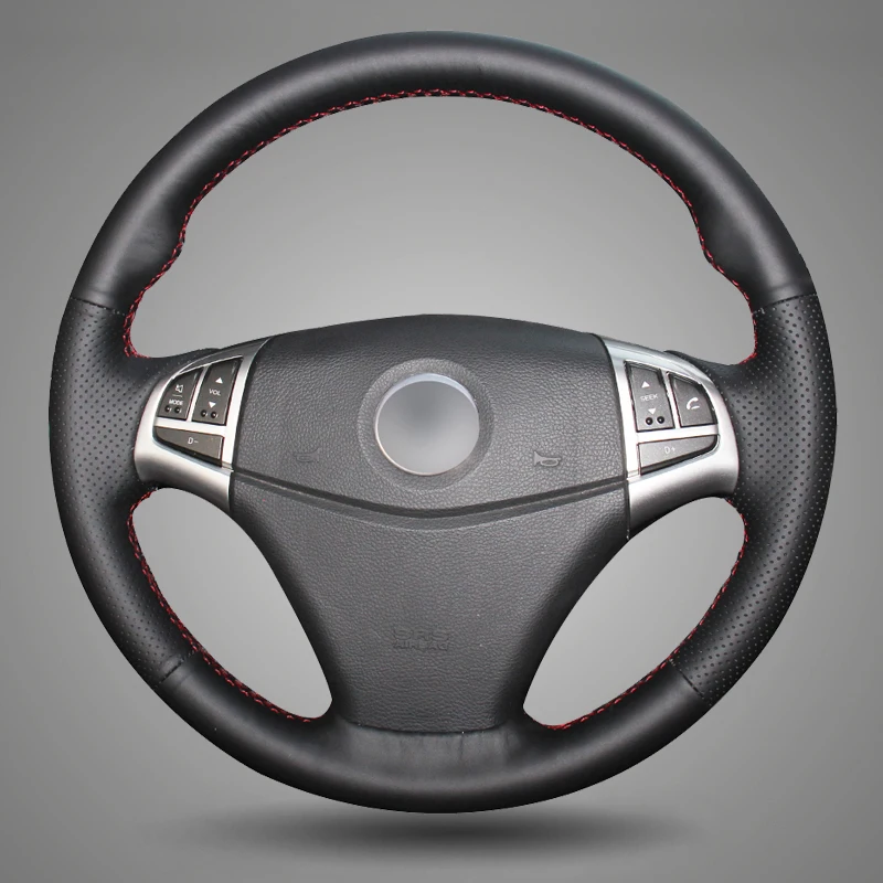 Чехол для руля BANNIS черная искусственная кожа сшитая вручную Ssangyong Korando 2011 2014|steering