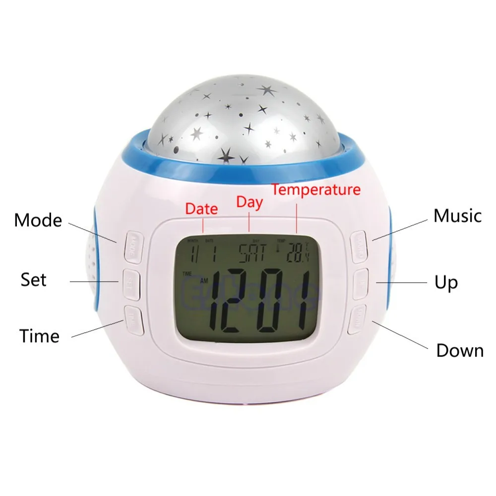 Детский ночник проектор с ночным небом и звездами|alarm clock music|bedroom alarm clockalarm |