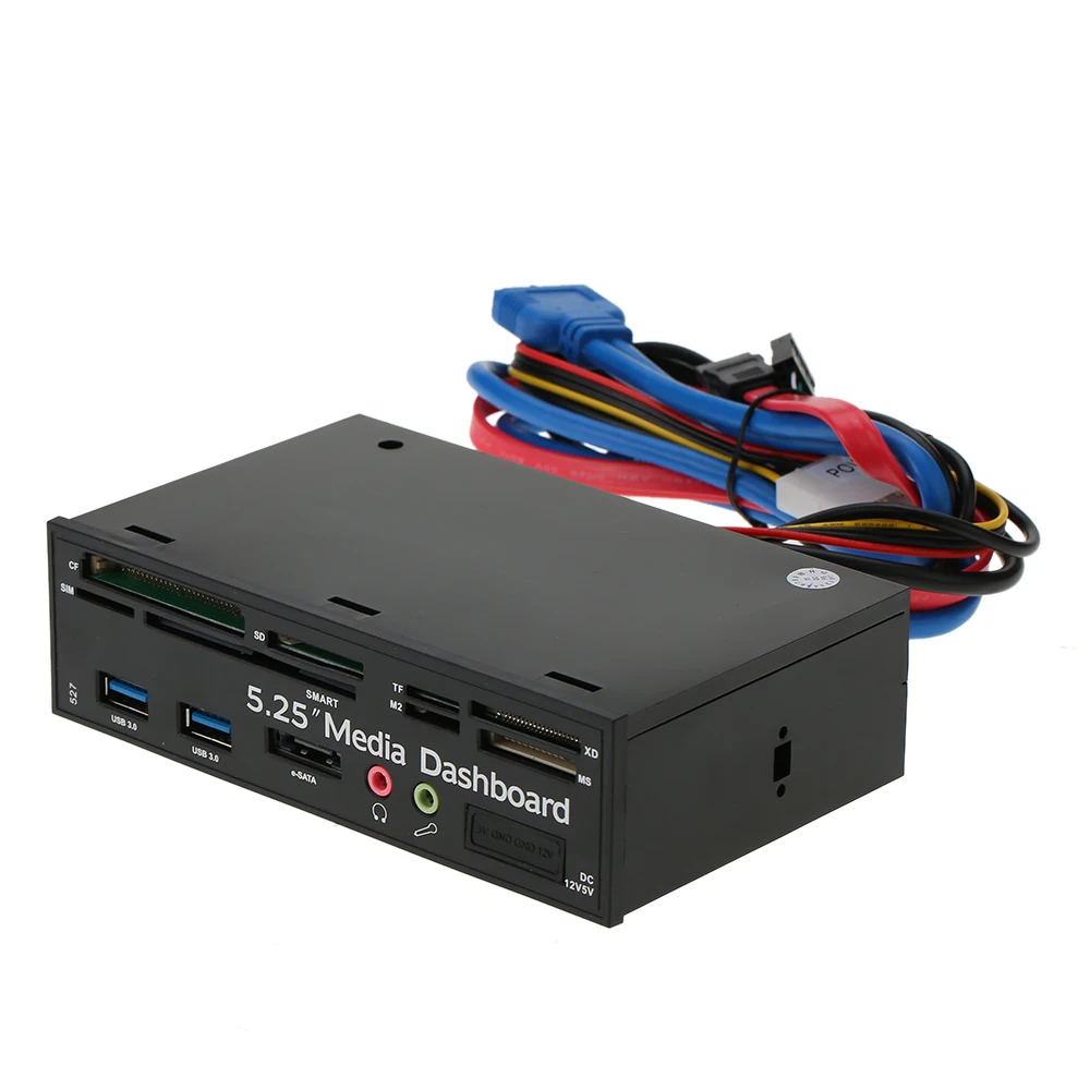Многофункциональный USB 3,0 концентратор eSATA порт внутренний кардридер панель медиа Передняя панель аудио для SD MS CF TF M2 MMC карты памяти