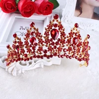 vintage prom pageant wedding red tiaras and crowns 2020 headband hairband bridal rhinestone pageant tiaras crowns hair jewelry