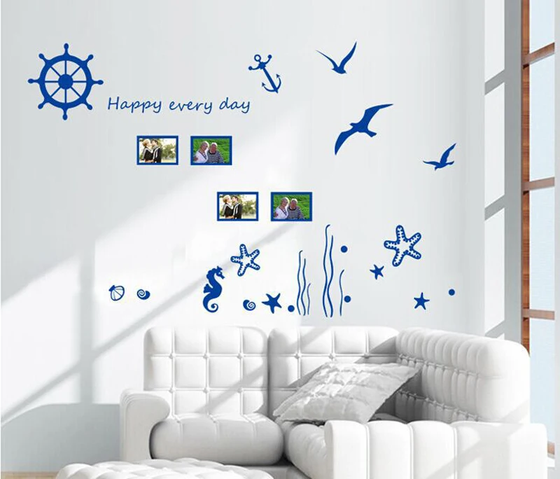 1 шт. Небесно-Голубой вид на море стены Стикеры для детской комнаты декоративная