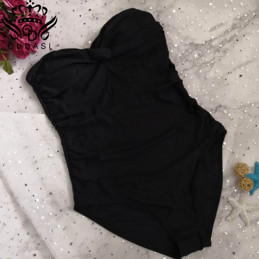 Черный сексуальный слитный купальник 2018 Однотонный женский с открытыми плечами