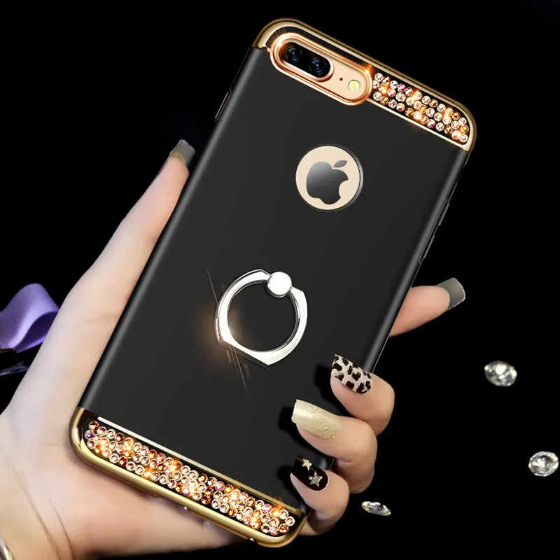 Блестящий чехол для мобильного телефона iphone 11 pro max XR XS 5 se с кольцом-подставкой