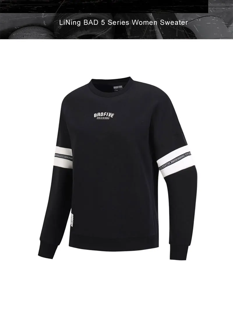 Li-Ning женский баскетбольный свитер BAD FIVE, свободный крой, 18% полиэстер, 82% хлопок, подкладка, спортивные топы, пуловеры AWDP054 WWW1020
