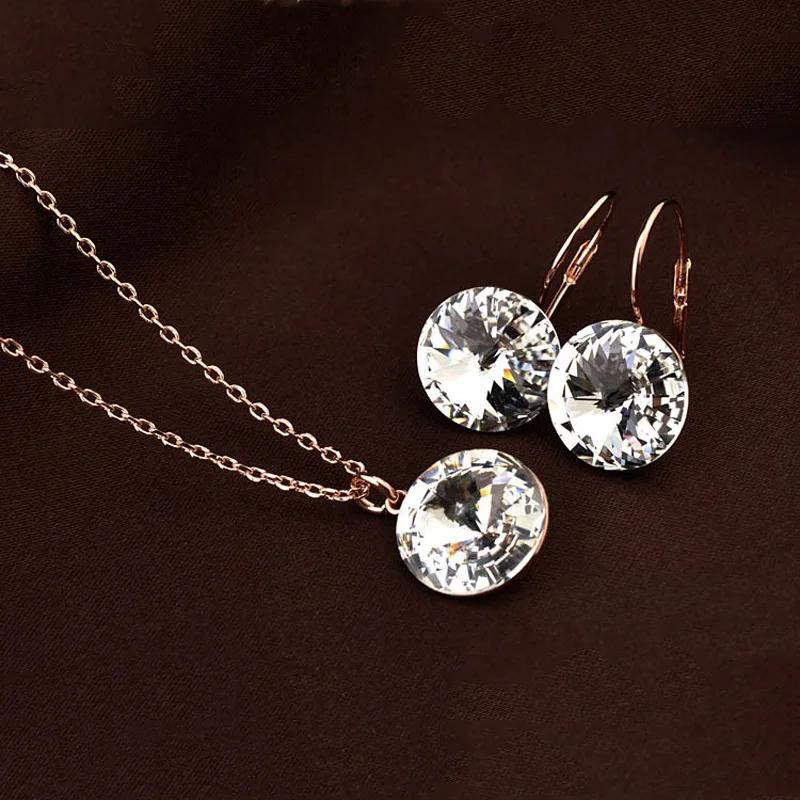 BAFFIN оригинальные кристаллы от Swarovski Bella Ювелирные наборы круглый кулон ожерелья пирсинг серьги для женщин свадебный подарок