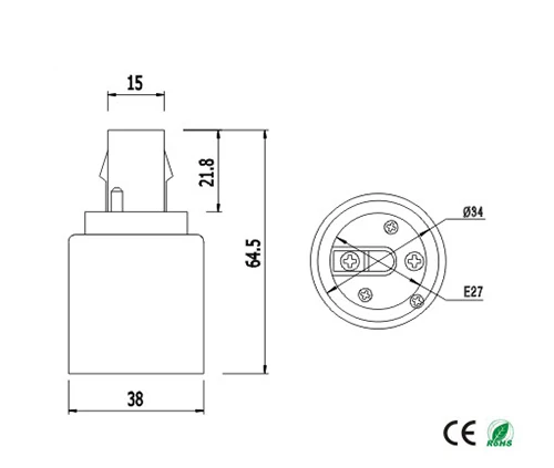 Адаптер 12 шт./лот G24D в E26/E27adapter 2Pin 21 8 мм конвертер GX24D E27 E27.CE Rohs|e27 converter|e27 to e27e27 e27 |