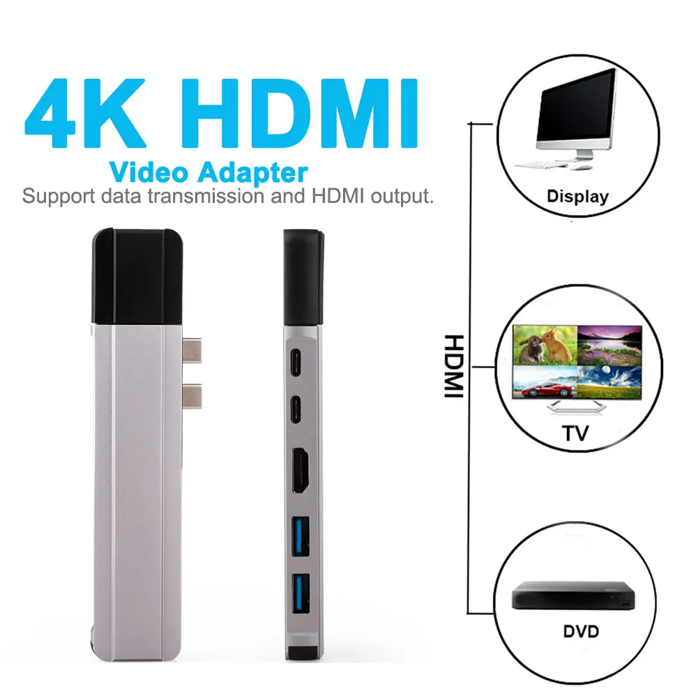 1 шт. два порта USB C концентратор к HDMI 4K с TF SD ридер слот адаптер для MacBook Pro/Air новое