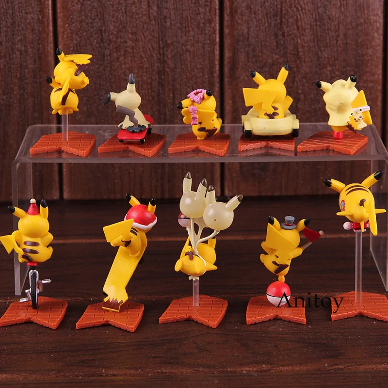 Мультфильм милый Mimikyu игрушка мини ПВХ Аниме Фигурки Коллекционная модель игрушки для детей, игрушки для мальчиков и девочек, 10 шт./компл