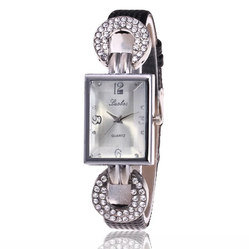 EEY Роскошные брендовые Для женщин часы со стразами и квадратной Дамская мода