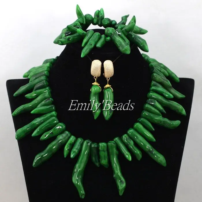Натуральный зеленый большой размер редкие коралловые ожерелья ювелирный набор