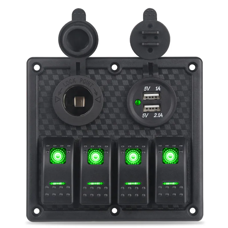 Лодка кулисный переключатель панель двойной USB прикуриватель розетка