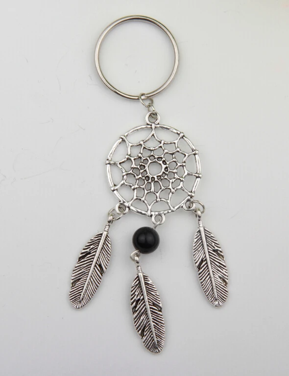 2016 модный Ловец снов тон брелок серебряное кольцо перо кисточки стеклянный с