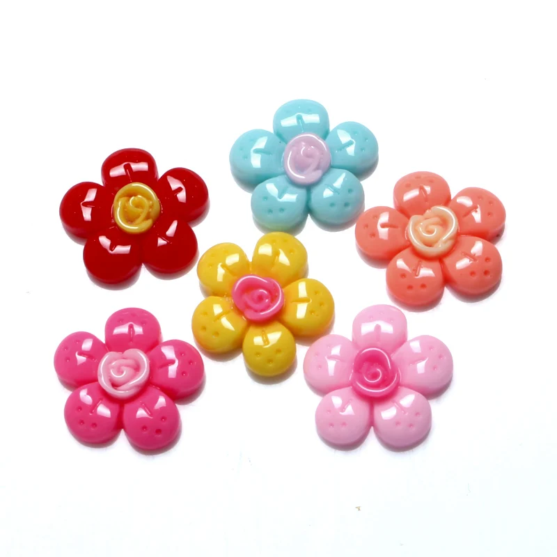 

50Pcs Mixed Resin Flower Decoration Crafts Kawaii Beads Flatback Cabochon Embellishments For Scrapbooking DIY Accessories