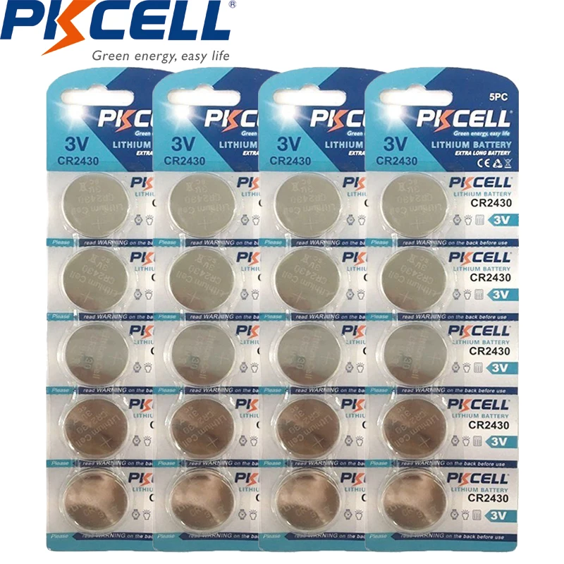 50 шт./10 карт PKCELL CR2430 3 в кнопочный аккумулятор DL2430 ECR2430 BR2430 KCR2430 литиевые батареи