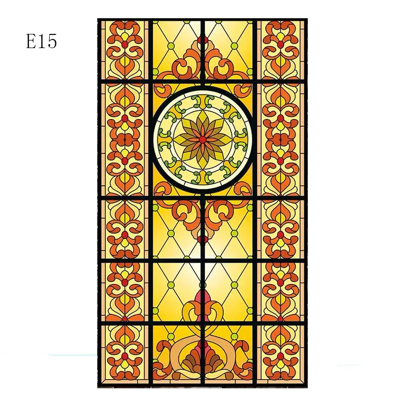 E-15 40x60cm Матовая церковная витражная плёнка на стекла, окна, Электростатическая домашняя фольга, наклейка на дверь, ПВХ, на заказ, самоклеющиеся оконные декоративные пленки - Цвет: E-15 40x60cm